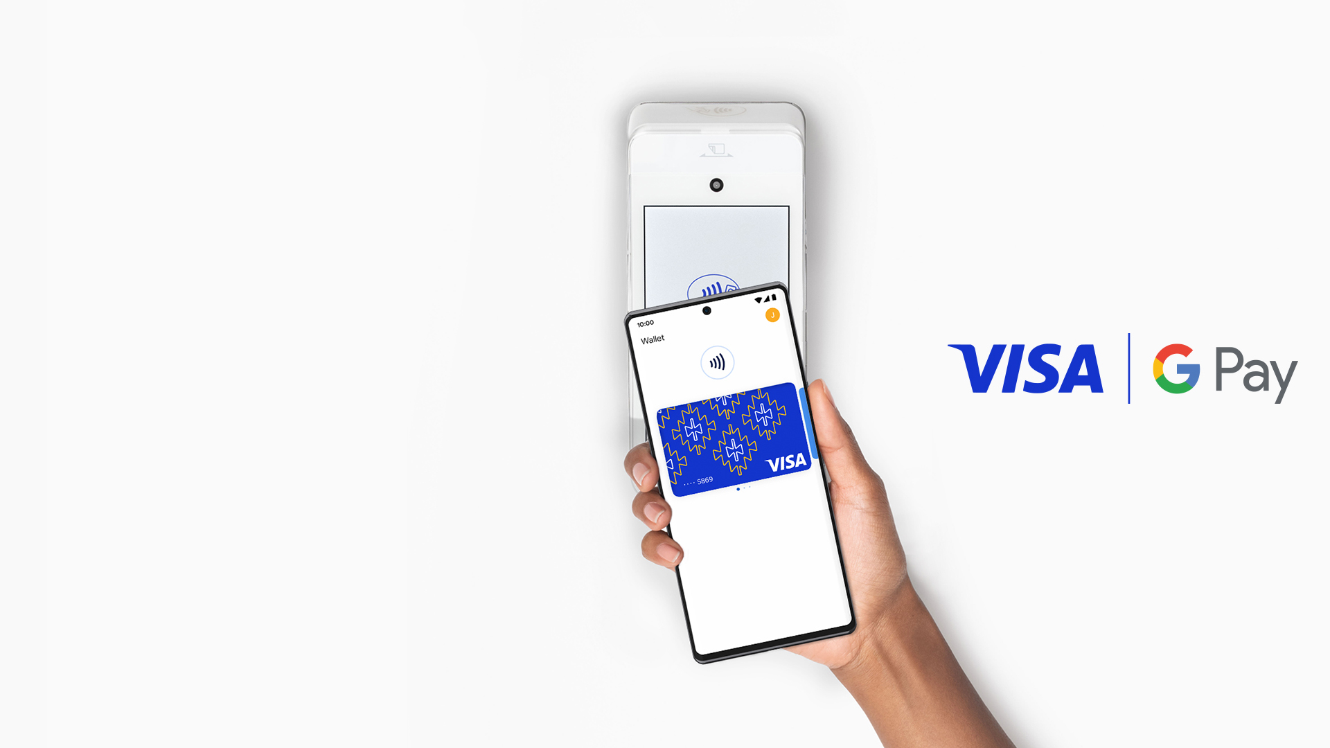 A phone with a Visa card is put on the POS terminal